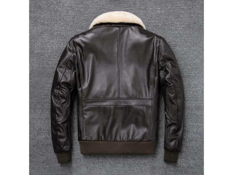 Air Force Flight Jacket Fur Collar Genuine Top Layer Cow Leather Jacket Men Carousel 1