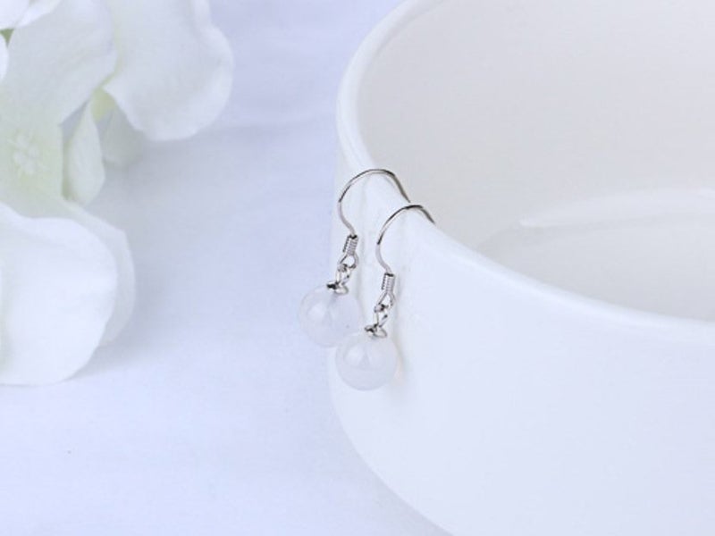 S925 Sterling Silver Earrings With White Onyx Hoop Earrings Carousel 2