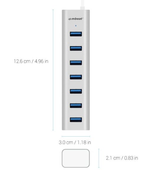 mbeat: 7-Port USB 3.0 Aluminium Slim Hub with Power for PC and MAC Carousel 2