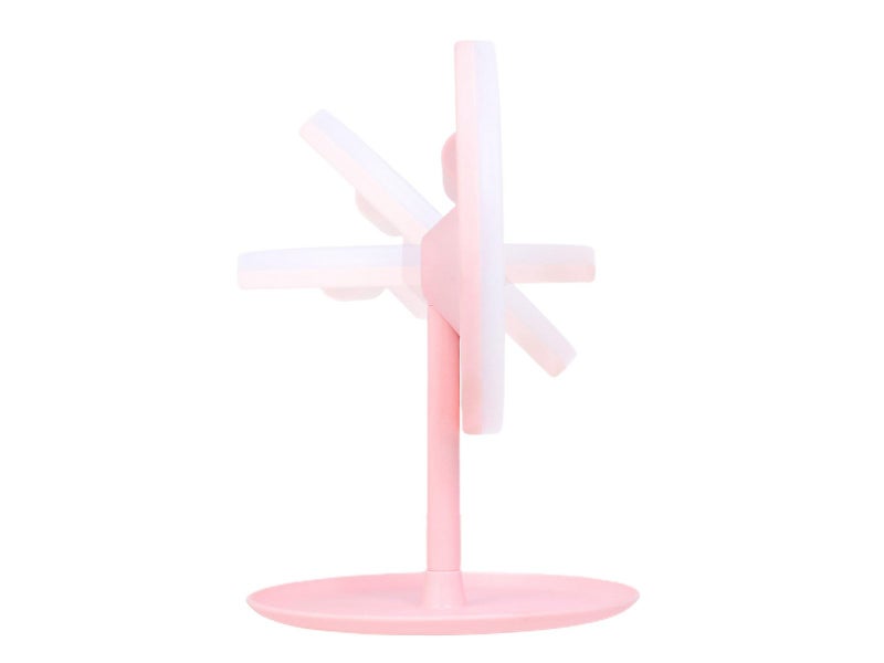 Rechargeable LED Light Touch Screen Dimming Makeup Vanity Mirror with Round Tray Carousel 5