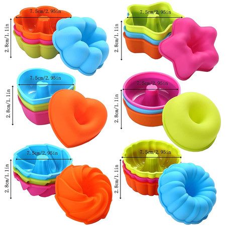 24PCS Silicone Mold Moulds Donut Muffin Baking Cup Carousel 1