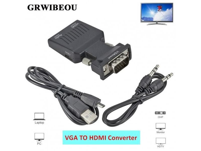VGA Male To HDMI Female Converter With Audio Adapter For HDTV Etc Carousel 1