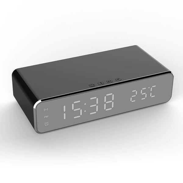 Alarm Clock, Time/Temperature Display/Wireless Charging/Silver Carousel 2