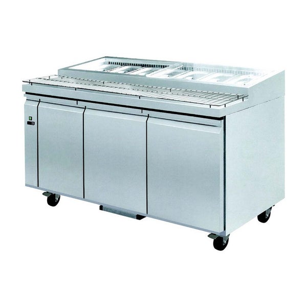 PWB150 three door DELUXE Pizza Prep Bench Chiller Refrigerator Carousel 1