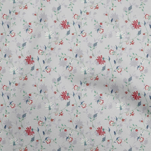 oneOone Velvet Light Gray Fabric Floral Craft Projects Decor Fabric Printed By Carousel 1