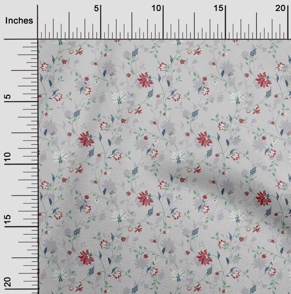oneOone Velvet Light Gray Fabric Floral Craft Projects Decor Fabric Printed By Carousel 2