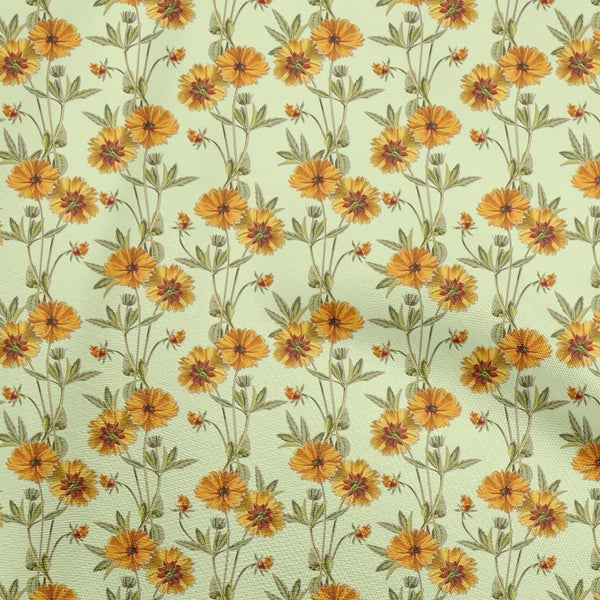 oneOone Velvet Yellow Fabric Floral Retro Craft Projects Decor Fabric Printed Carousel 1
