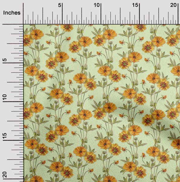 oneOone Velvet Yellow Fabric Floral Retro Craft Projects Decor Fabric Printed Carousel 2