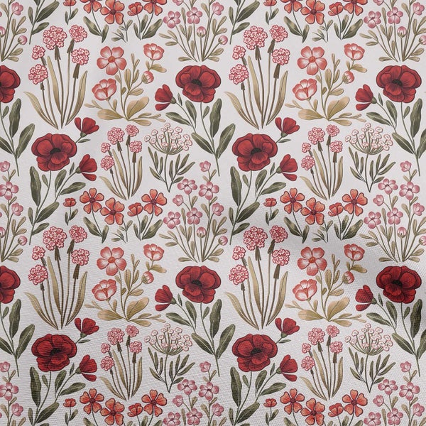 oneOone Velvet Red Fabric Floral Retro Sewing Fabric By The Yard Printed Diy Carousel 1