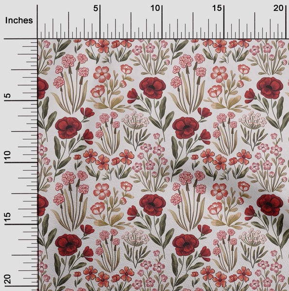 oneOone Velvet Red Fabric Floral Retro Sewing Fabric By The Yard Printed Diy Carousel 2