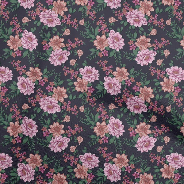 oneOone Velvet Pink Fabric Floral Retro Sewing Craft Projects Fabric Prints By Carousel 1