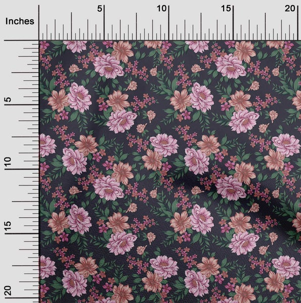 oneOone Velvet Pink Fabric Floral Retro Sewing Craft Projects Fabric Prints By Carousel 2