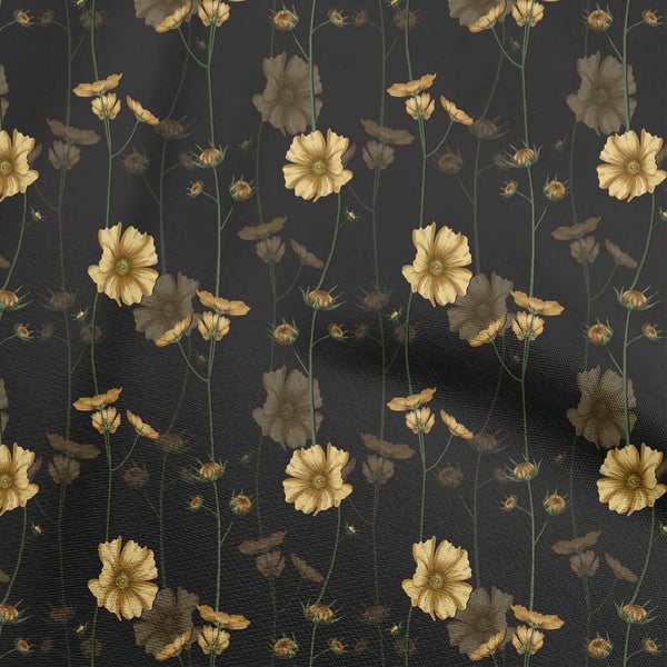 oneOone Velvet Yellow Fabric Floral Retro Craft Projects Decor Fabric Printed Carousel 1