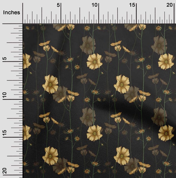 oneOone Velvet Yellow Fabric Floral Retro Craft Projects Decor Fabric Printed Carousel 2