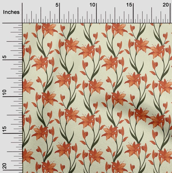 oneOone Velvet Orange Fabric Floral Retro Diy Clothing Quilting Fabric Print Carousel 2