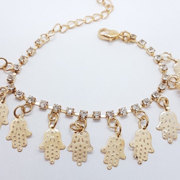 Hand of Hamsa Rhinestone Anklet Carousel 1
