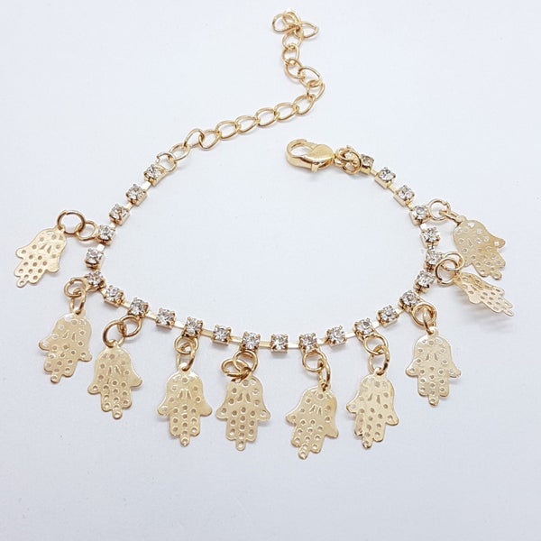 Hand of Hamsa Rhinestone Anklet Carousel 2