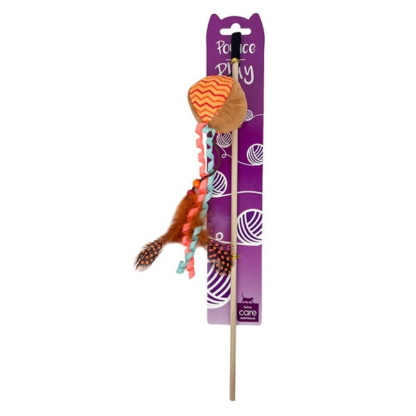 ALLPET CAT TOY TEASER WAND ORANGE BALL WITH FEATHER Carousel 1