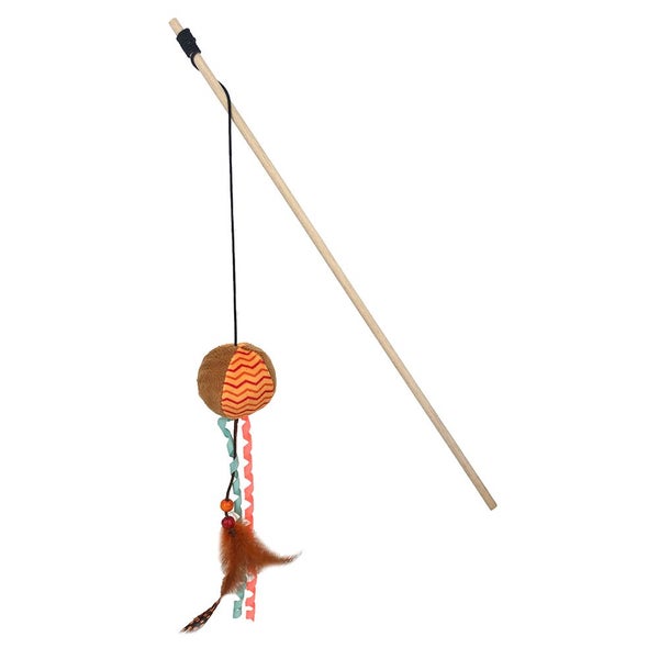 ALLPET CAT TOY TEASER WAND ORANGE BALL WITH FEATHER Carousel 2