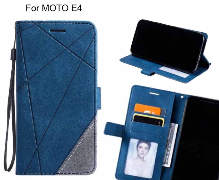 MOTO E4 Case Wallet Premium Denim Leather Cover Carousel 1
