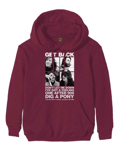 The Beatles Hoodie 3 Savile Row Band Logo new Official Mens Maroon Red Pullover Carousel 1