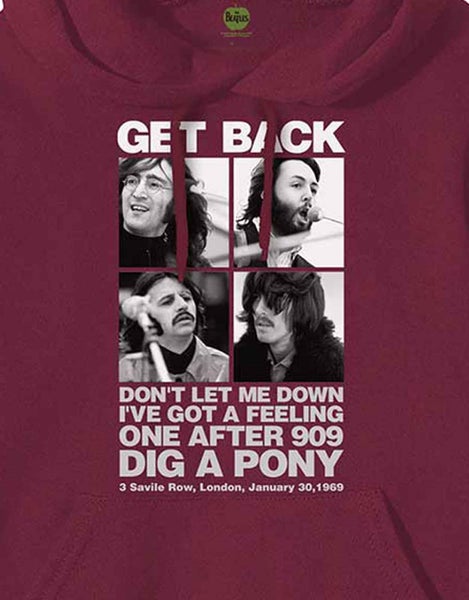 The Beatles Hoodie 3 Savile Row Band Logo new Official Mens Maroon Red Pullover Carousel 2