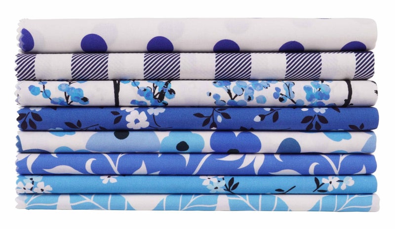 Soimoi 8 Pc Fat Quarter Bundle, Basic Collection Of Floral & Geometrics Print Carousel 8