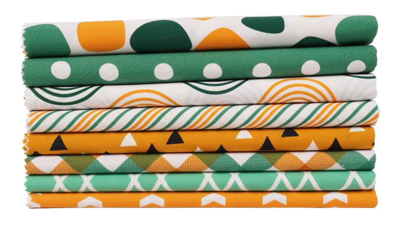 Soimoi 8 Pc Fat Quarter Bundle, Basic Geometric Print 18"x 22" DIY Carousel 8