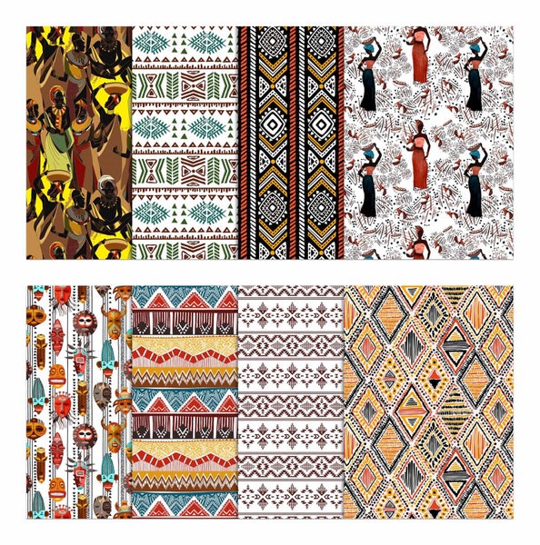 Soimoi 8 Pc Fat Quarter Bundle, African Tribal Print 18"x 22" DIY Carousel 2
