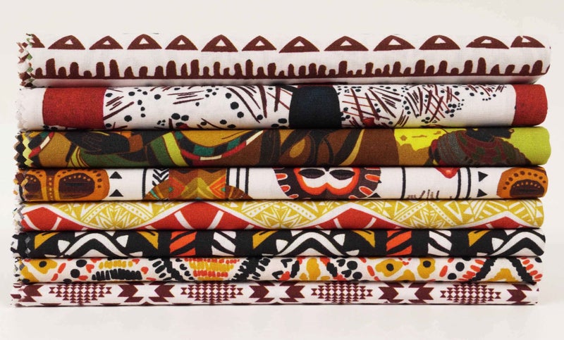 Soimoi 8 Pc Fat Quarter Bundle, African Tribal Print 18"x 22" DIY Carousel 8