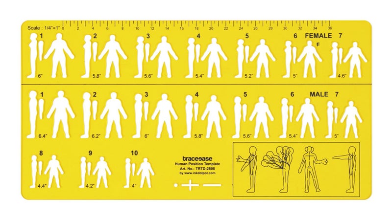 Traceease Male / Female Human Position Template Stencils Designer's Drafting Carousel 1