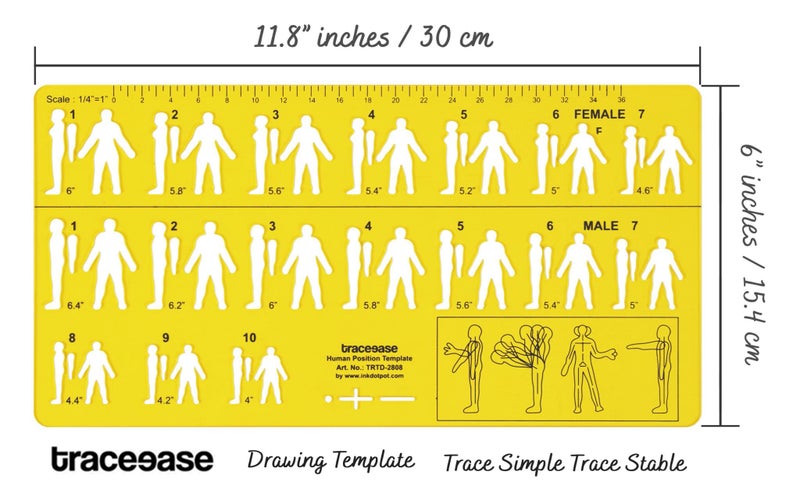 Traceease Male / Female Human Position Template Stencils Designer's Drafting Carousel 2
