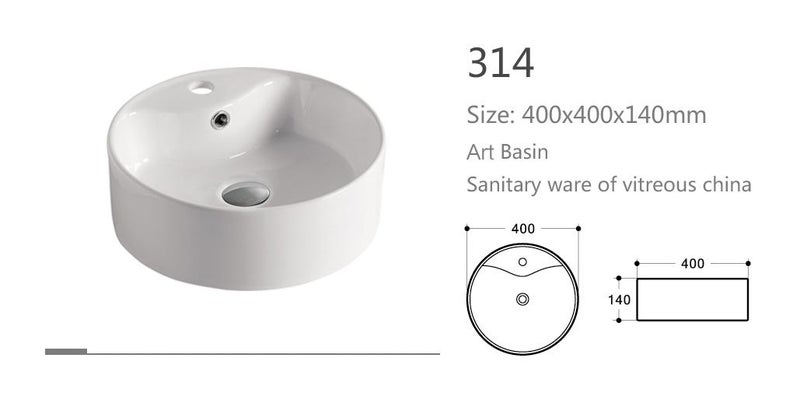 White Ceramic Counter Top Basin 314 Carousel 2