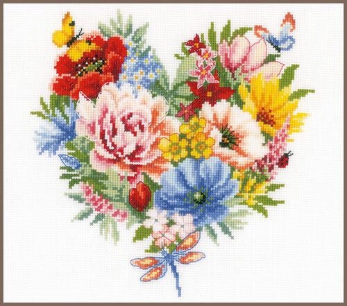 Vervaco Cross Stitch Kit - Heart of flowers Carousel 1