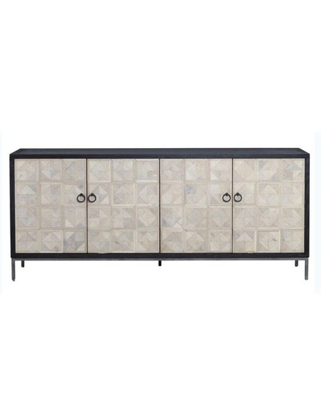Cassie Oak /Iron Geometric Patterned 4 Door Sideboard Carousel 2