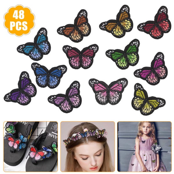 Multi-color Butterfly Iron-On Patches 48pcs Carousel 1
