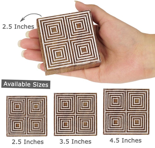 IBA Indianbeautifulart Textile Printing Block Geometric Hand Carved Wooden Carousel 2