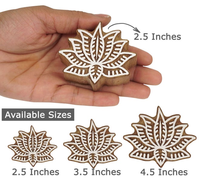 IBA Indianbeautifulart Textile Printing Block Lotus Hand Carved Wooden Stamp Carousel 2