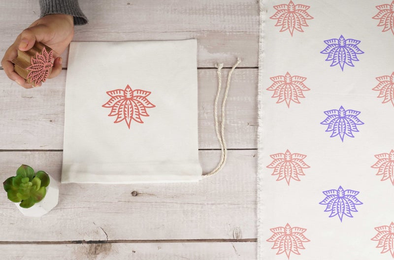 IBA Indianbeautifulart Textile Printing Block Lotus Hand Carved Wooden Stamp Carousel 6