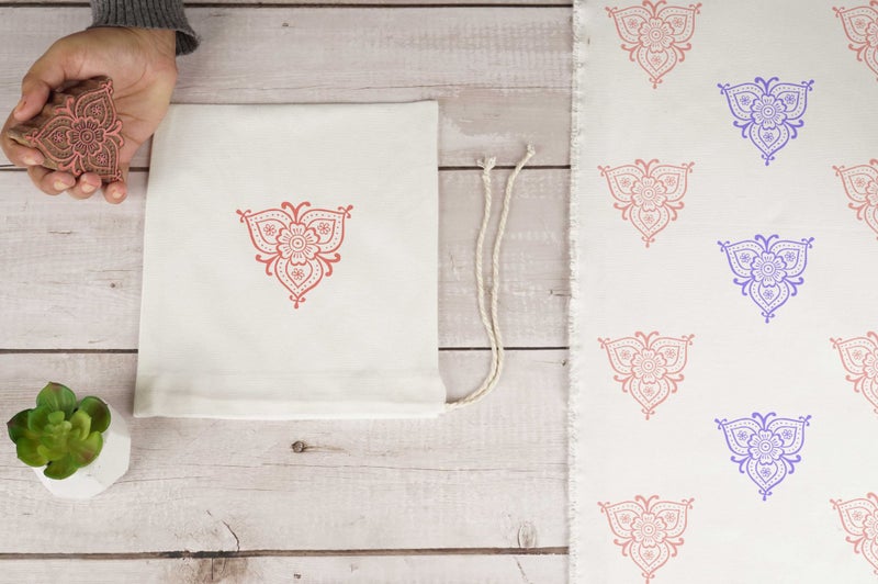 IBA Indianbeautifulart Textile Printing Block Asian Floral Motif Hand Carved Carousel 6