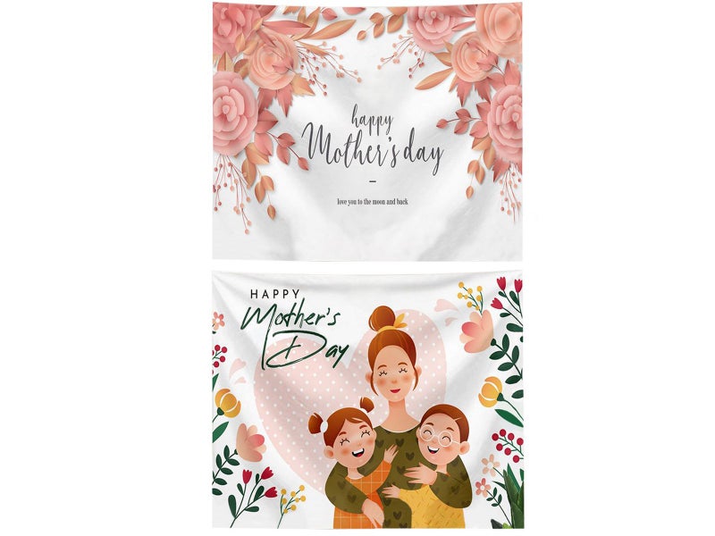 2X M Mothers Day Tapestry Wall Hanging Cloth Home Decor Photography Background Carousel 1