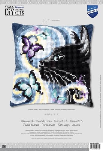 Vervaco Cross Stitch Cushion Kit - Cat with butterflies Carousel 3