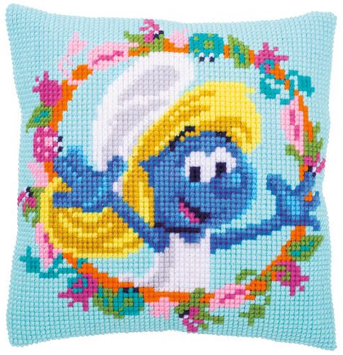 Vervaco Cross Stitch Cushion Kit - The Smurfs Smurfette Carousel 1