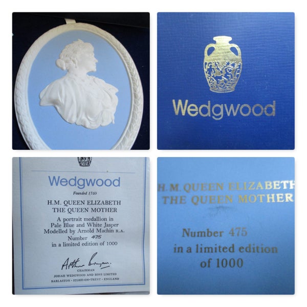 worldwide ltd edition - great Wedgwood ELIZABETH QUEEN MOTHER MEDALLION Carousel 1