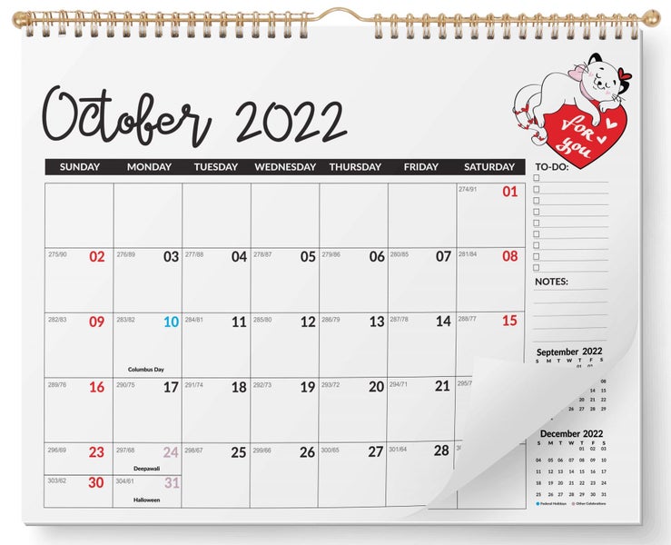 Inkdotpot 16"x12" Wall Calendar -Runs until December 2023 Hanging Spiral Bound Carousel 1