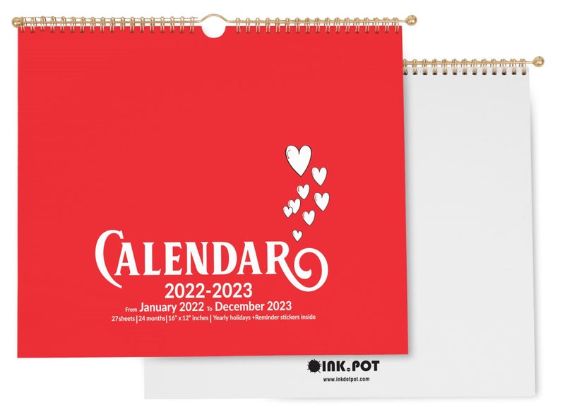 Inkdotpot 16"x12" Wall Calendar -Runs until December 2023 Hanging Spiral Bound Carousel 2