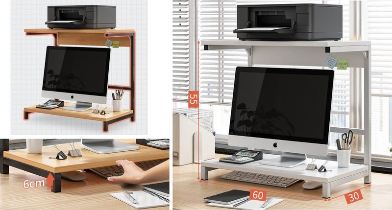 Home Office Desktop Computer Monitor and Laptop Riser Stand Desk Shelf Organizer Carousel 2