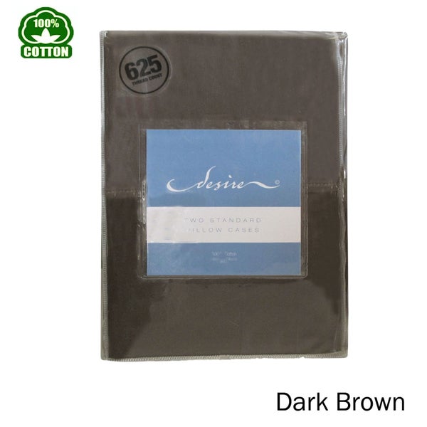 Pair of Cotton Standard Pillowcases 625TC Dark Brown Carousel 1