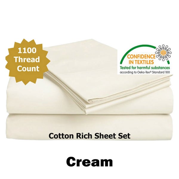 1100TC 4 Pce Cotton Rich Sheet Set 40cm Wall by Luxury Living Carousel 1