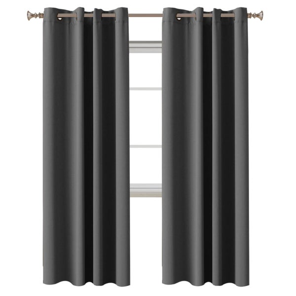 2 x Blockout Curtains Blackout Bedroom Curtain Draperies Eyelet ,Dark Grey Carousel 1